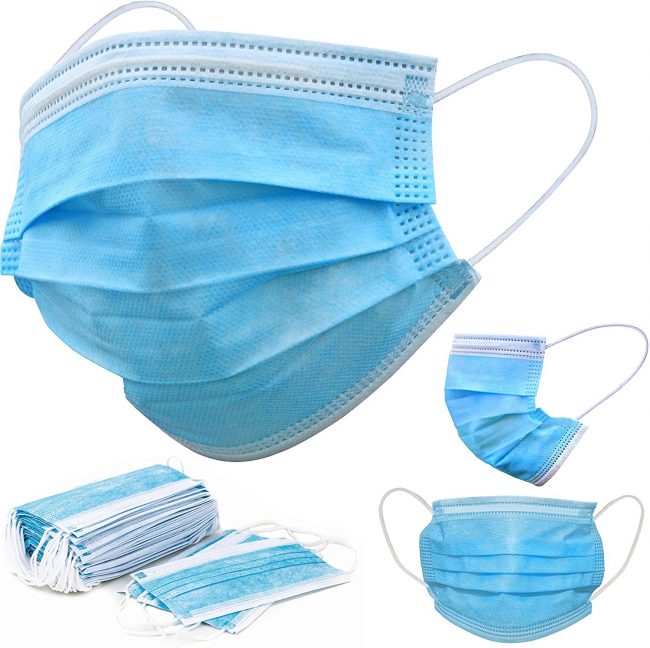 Disposable Face Masks (Pack of 50 PCS) Blue 3 ply